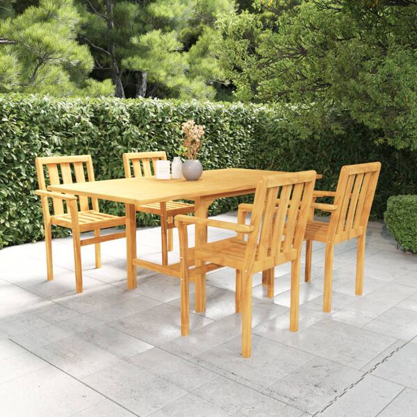 vidaXL 5 Piece Garden Dining Set Solid Teak Wood
