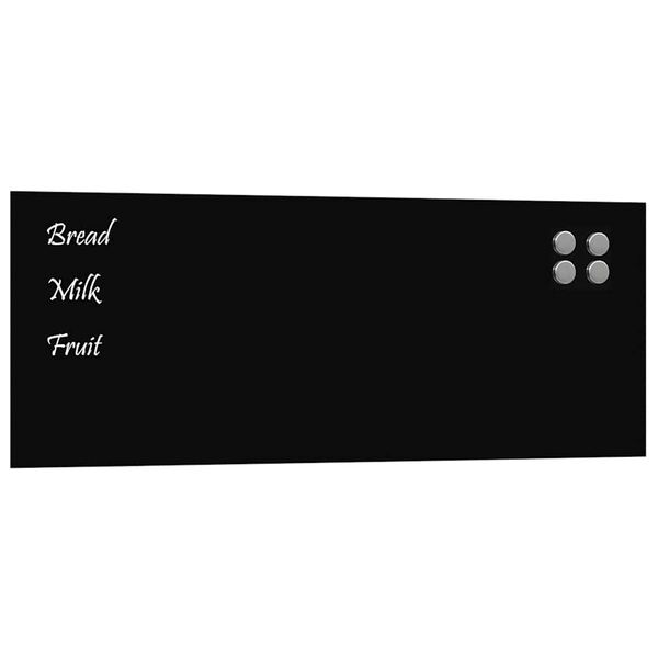 vidaXL Wall-mounted Magnetic Board Black 80x30 cm Tempered Glass