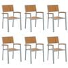 vidaXL Stacking Chair 6 pcs Brown Solid Acacia Wood Stackable