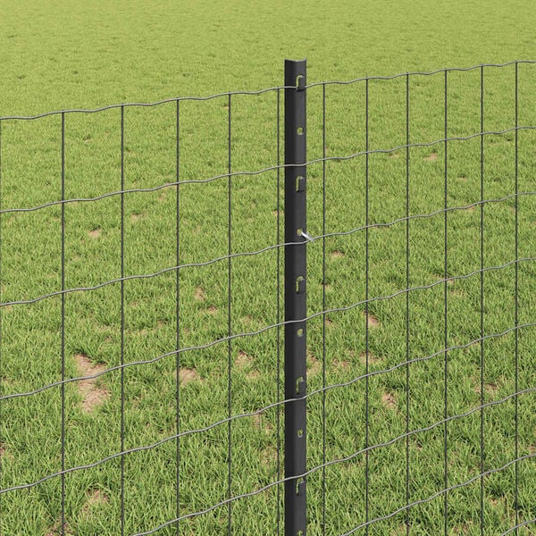 vidaXL Fence with Post Grey 1 x 10 m Steel and PVC