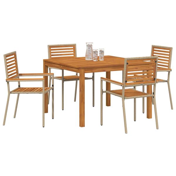 vidaXL Garden Dining Set 5 pcs Beige Poly rattan