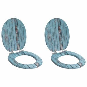 vidaXL Soft-Close Toilet Seat 2 pcs Blue 44 x 38 cm MDF board