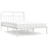 vidaXL Metal Bed Frame without Mattress with Headboard White 140x190cm