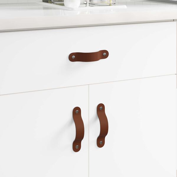 vidaXL Cabinet Handles 12 pcs Brown 96 mm PU