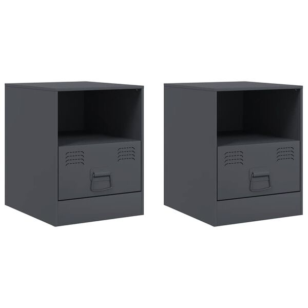 vidaXL Bedside Cabinets 2 pcs Anthracite 34.5x39x44 cm Steel