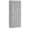 vidaXL Highboard Concrete Grey 69.5x34x180 cm Engineered Wood