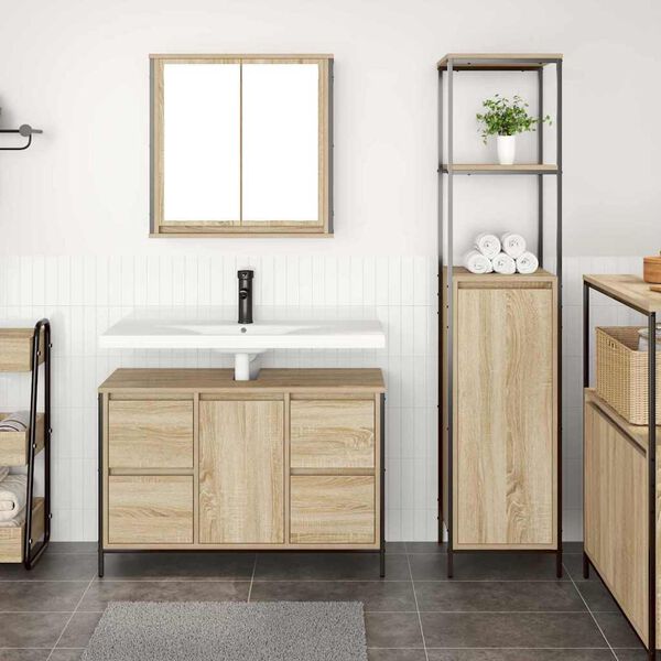 vidaXL Bathroom Furniture Set with Drawer 2 pcs Sonoma Oak and Black