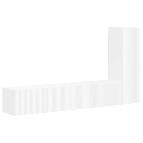 vidaXL TV Cabinet Set Wall-mounted 2 pcs White Engineered Wood