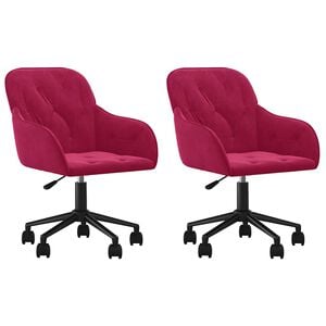 vidaXL Swivel Dining Chairs 2 pcs Wine Red Velvet