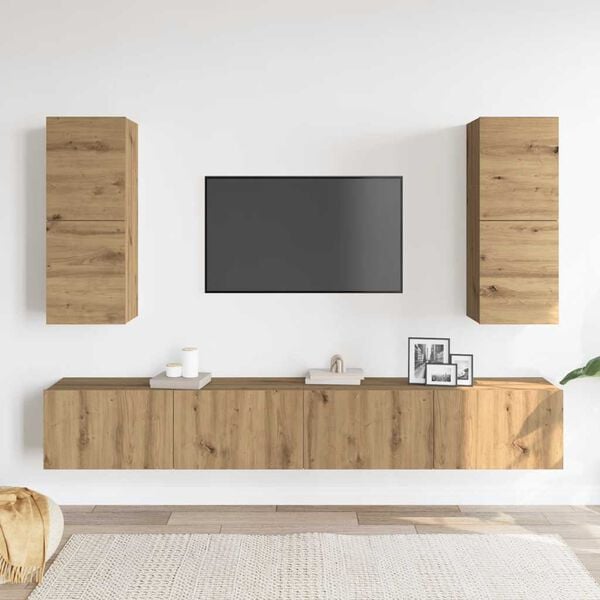 vidaXL 4 Piece TV Cabinet Set Wall-mounted Artisan Oak Engineered Wood