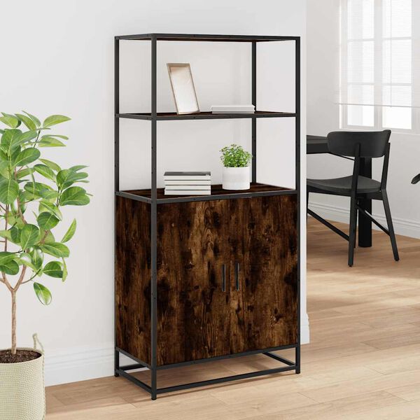 vidaXL Highboard Smoked Oak 68x35x139 cm Engineered Wood and Metal