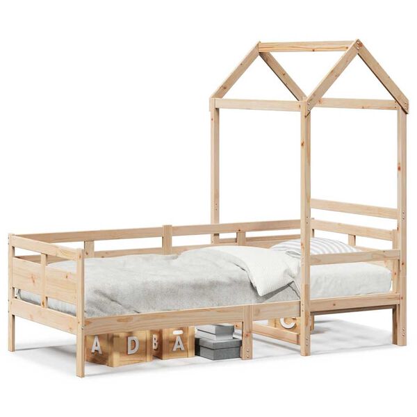 vidaXL Day Bed with Roof without Mattress 90x190 cm Single Solid Wood