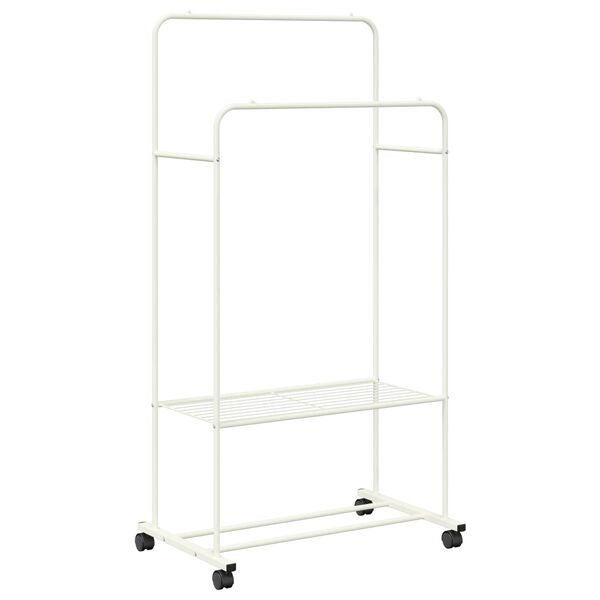vidaXL Clothes Rack with Shelf with Wheel White 80 x 53 x 156 cm