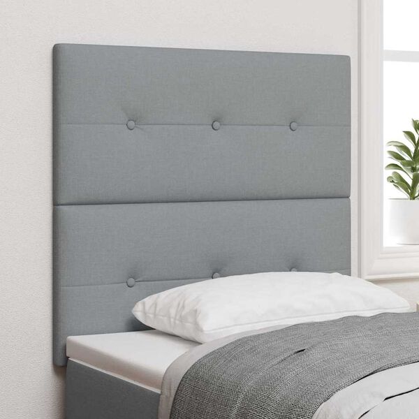 vidaXL LED Headboard with LED Strip Lights Light Grey 100 cm Polyester