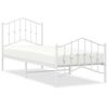 vidaXL Metal Bed Frame without Mattress with Footboard&nbsp;White 90x200cm