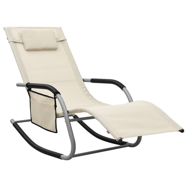 vidaXL Sun Loungers 2 pcs Textilene Cream and Grey