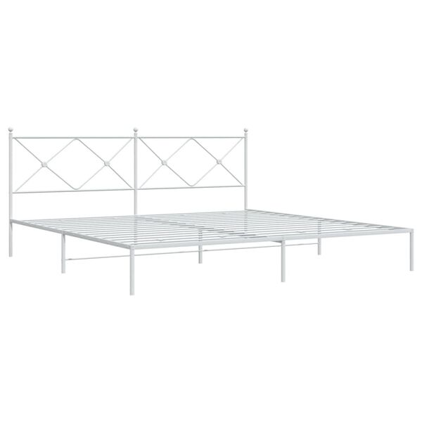 vidaXL Metal Bed Frame without Mattress with Headboard White 200x200cm