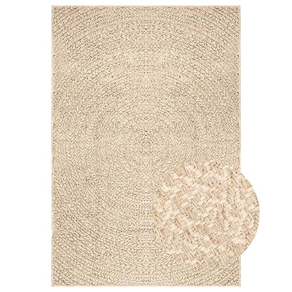 vidaXL Rug ZIZUR Beige 160x230 cm Jute Look Indoor and Outdoor