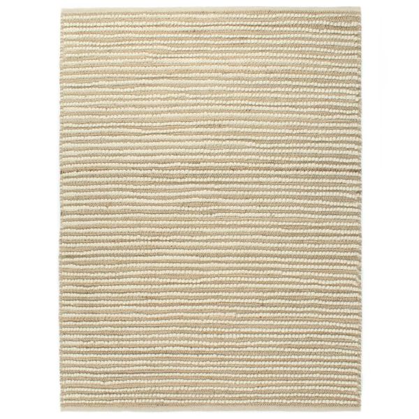 vidaXL Rug Hemp Wool 140x200 cm Natural/White