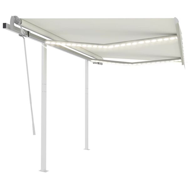 vidaXL Manual Retractable Awning with LED 3x2.5 m Cream