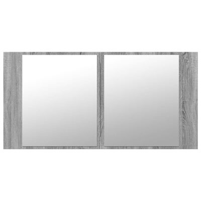 vidaXL LED Bathroom Mirror Cabinet Grey Sonoma 90x12x45 cm Acrylic