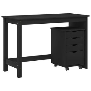 vidaXL Desk Cabinet Set 2 pcs Black Solid Pine Wood