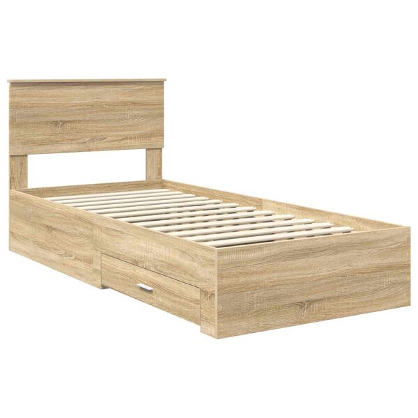 vidaXL Bed Frame with Headboard Sonoma Oak 90 x 200 cm Engineered Wood