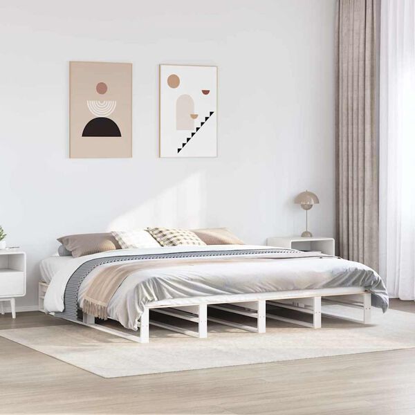 vidaXL Bed Frame without Mattress White 180x200 cm Super King Solid Wood Pine