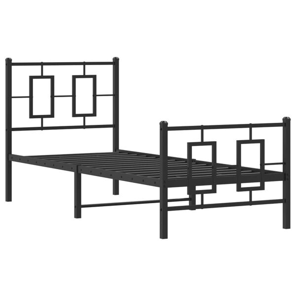 vidaXL Metal Bed Frame without Mattress with Footboard Black 75x190cm
