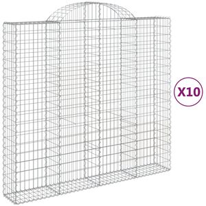 vidaXL Arched Gabion Baskets 10 pcs 200x50x180/200 cm Galvanised Iron