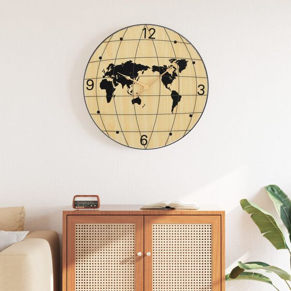 vidaXL Wall Clock Yellow and Black Ø50 cm Engineered Wood