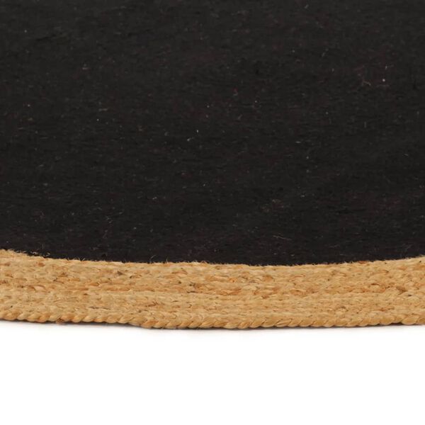 vidaXL Area Rug Braided Black & Natural 180 cm Jute & Cotton Round