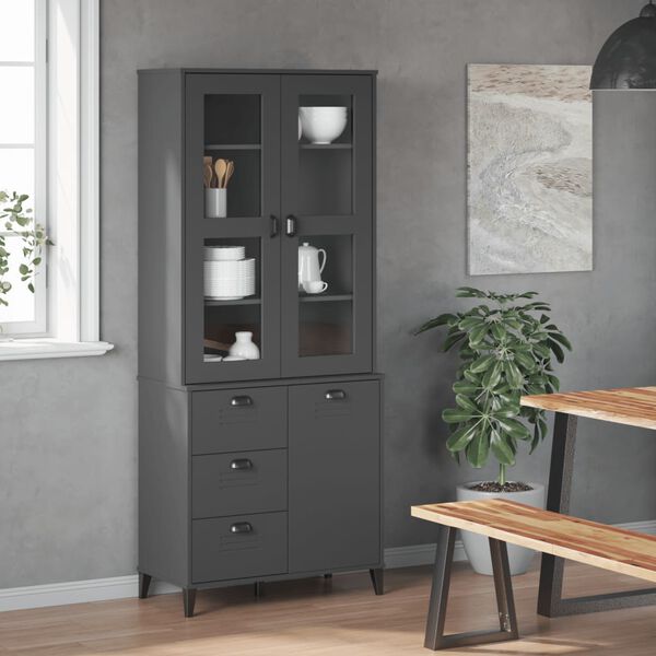 vidaXL Highboard VIKEN Anthracite Grey 80x40x190 cm Solid Wood Pine