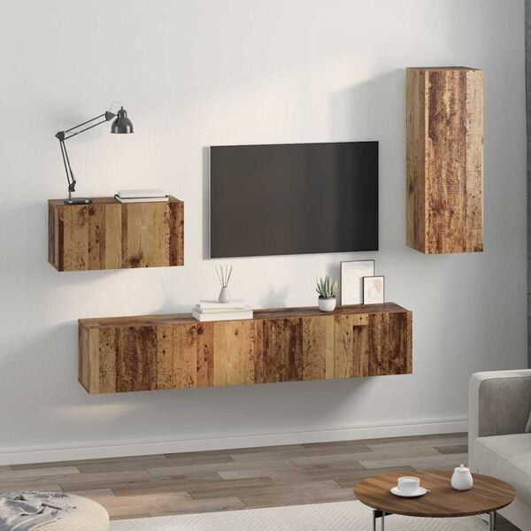 vidaXL Wall TV Cabinet Wall-mounted 4 pcs Old Wood Engineered Wood