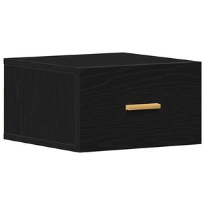 vidaXL Wall-mounted Bedside Cabinet Black Oak 35 x 35 x 20 cm