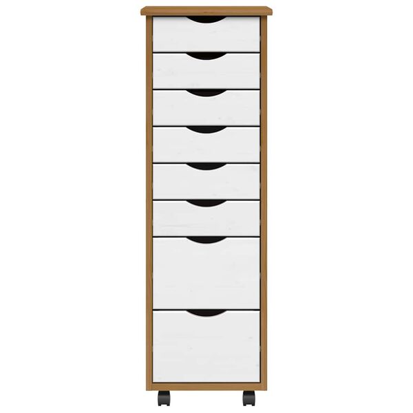 vidaXL Rolling Cabinet with Drawers MOSS Honey Brown Solid Wood Pine