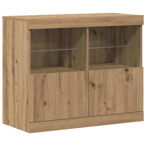 vidaXL LED Sideboard Brown 81 x 37 x 66.5 cm Engineered Wood