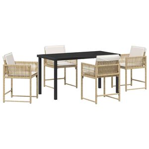 vidaXL Garden Dining Set 5 pcs Beige Poly Rattan