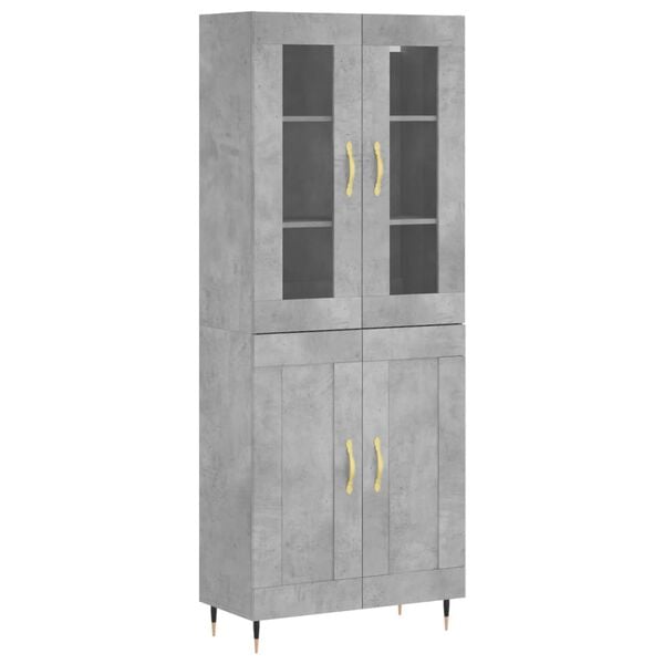vidaXL Highboard Concrete Grey 69.5x34x180 cm Engineered Wood