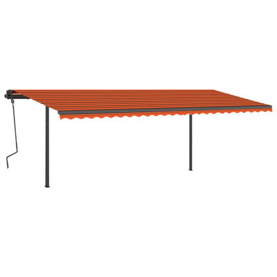 vidaXL Manual Retractable Awning with Posts 6x3 m Orange and Brown