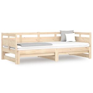 vidaXL Pull-out Day Bed without Mattress Solid Wood Pine 2x(90x200) cm