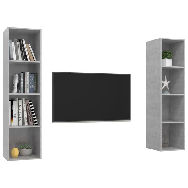vidaXL Wall-mounted TV Cabinets 2 pcs Concrete Grey Engineered Wood