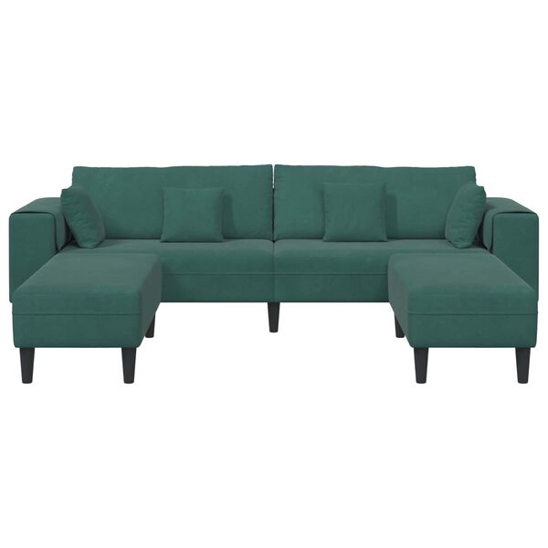 vidaXL Velvet Sofa with Cushion 3 pcs Dark Green 208 cm Velvet