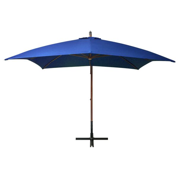 vidaXL Hanging Garden Parasol with Pole Azure Blue 3x3 m Solid Fir Wood