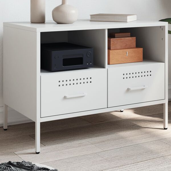 vidaXL TV Cabinet White 68x39x50.5 cm Steel