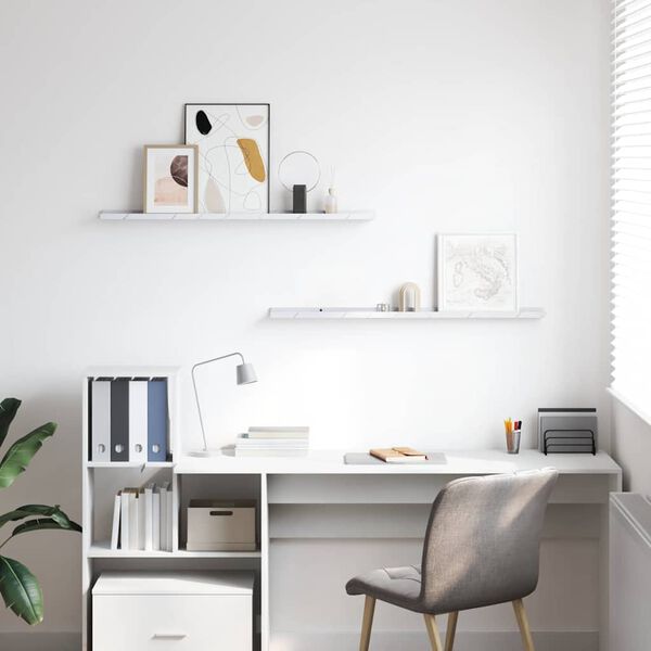 vidaXL Wall Shelf 2 pcs White Marble 100 x 9 x 3 cm Engineered Wood