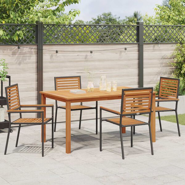 vidaXL Garden Dining Set 5 pcs Black Solid Acacia Wood