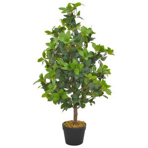 vidaXL Artificial Plant | Green and Brown | Polyester and Wood | 90 cm