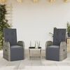 vidaXL 3 Piece Garden Dining Set with Cushions Grey Poly Rattan