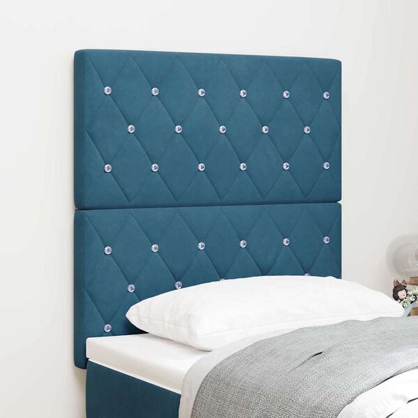 vidaXL LED Headboard with LED Strip Lights Dark Blue 80 cm Polyester
